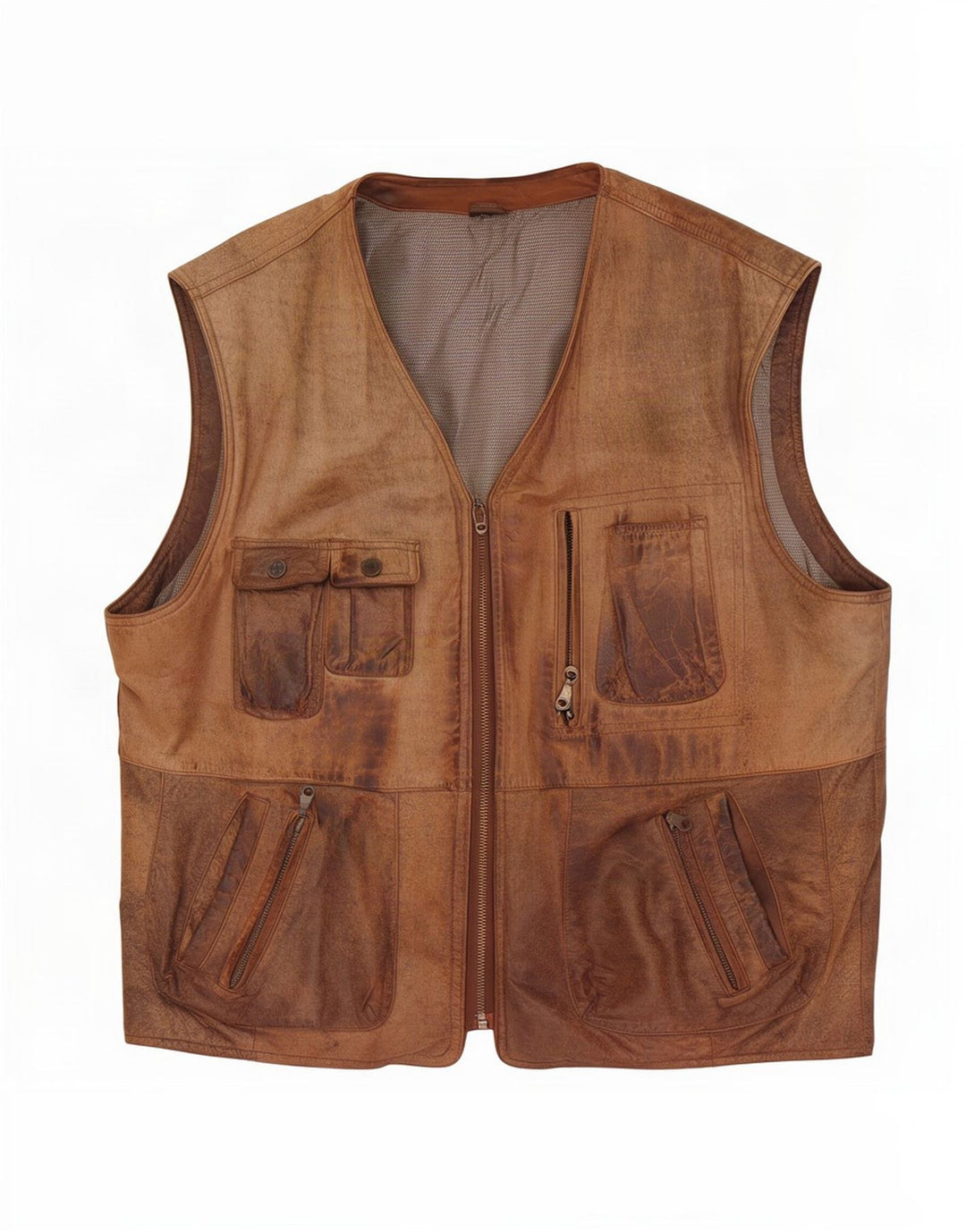 Gilet din piele vintage pentru bărbați EU 54 2XL maro