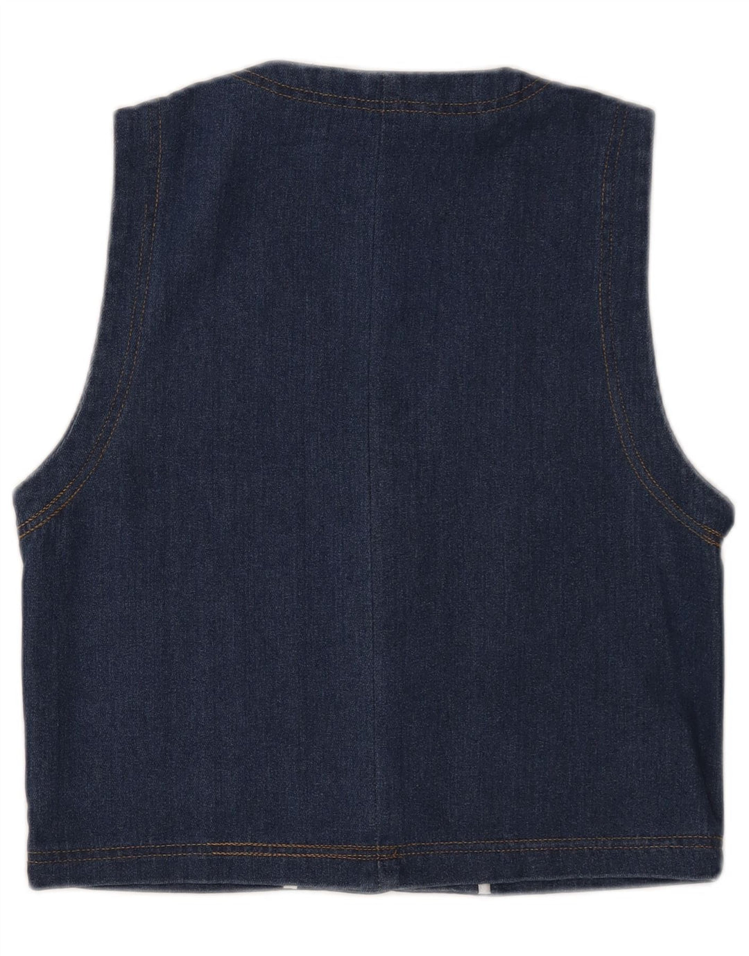 Gilet Vintage pentru femei Crop Denim UK 14 Medium Bleumarin Bumbac