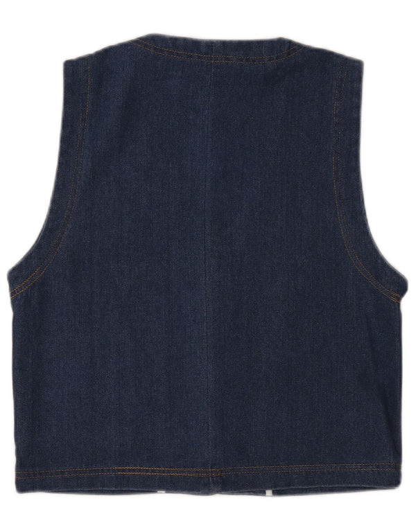 Gilet Vintage pentru femei Crop Denim UK 14 Medium Bleumarin Bumbac