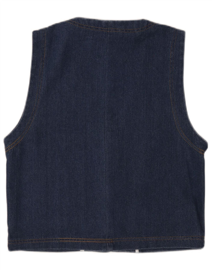 Gilet Vintage pentru femei Crop Denim UK 14 Medium Bleumarin Bumbac