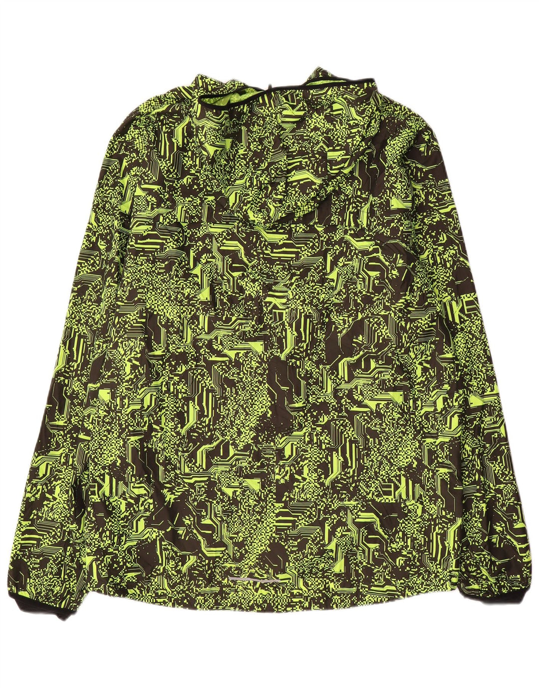 Jachetă de ploaie cu glugă pentru alergare Nike pentru bărbați UK 42 XL Poliester geometric verde