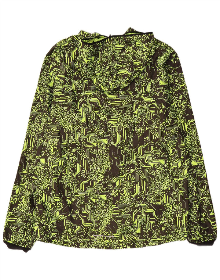 Jachetă de ploaie cu glugă pentru alergare Nike pentru bărbați UK 42 XL Poliester geometric verde