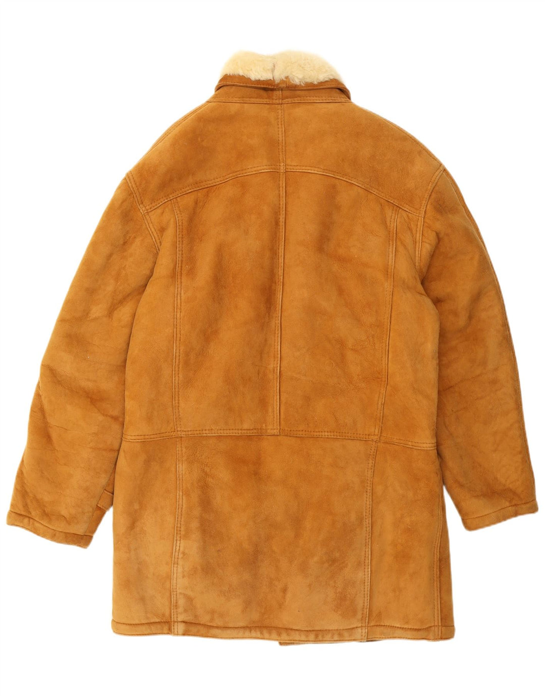 Pardesiu din shearling vintage pentru bărbați UK 40 mare, bej, din shearling