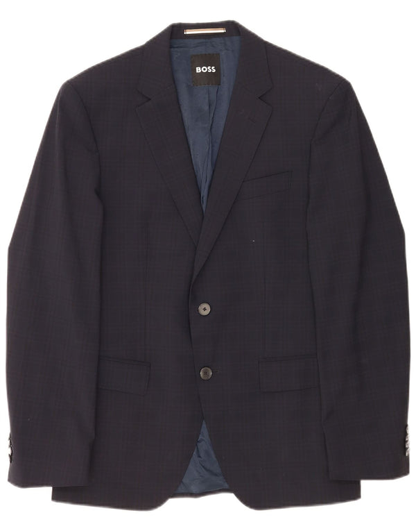 Jachetă Blazer pentru bărbați Hugo Boss cu 2 nasturi EU 48 Medium Bleumarin Check Classic
