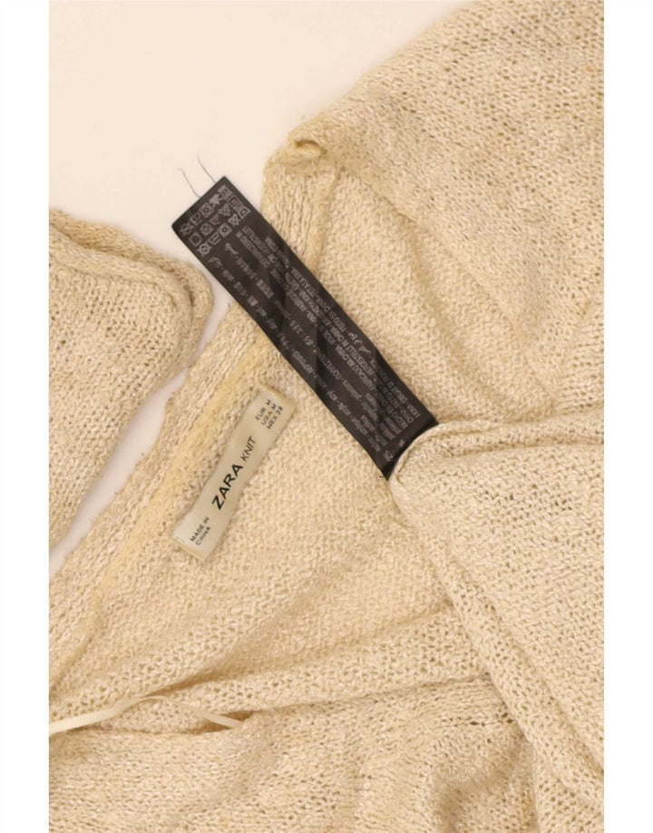 Pulover cardigan supradimensionat pentru femei Zara UK 14 Medium Bej Acrilic