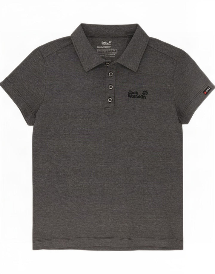 Tricou polo Jack Wolfskin pentru femei Marea Britanie 12/14 Poliester cu pete gri mediu