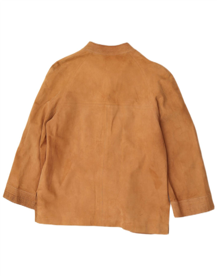 Blazer Vintage pentru femei cu 3 nasturi din piele intoarsa, UK 14 Bej mediu