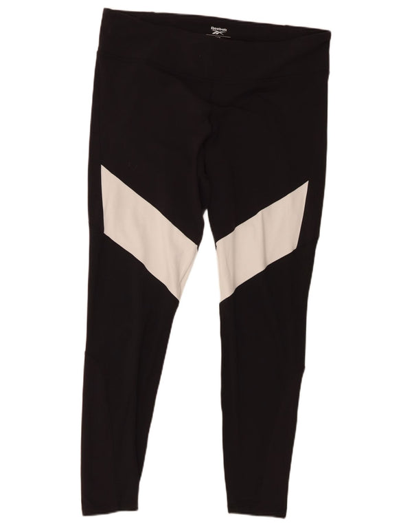 Leggings pentru femei Reebok UK 20/22 XL, negru, bloc de culoare