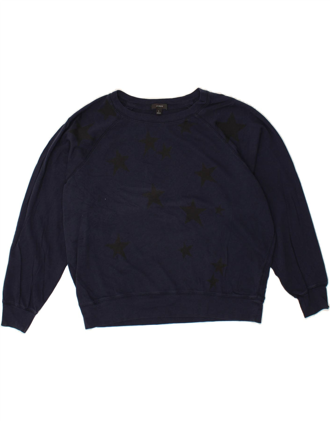 J. CREW Womens Oversized Graphic Sweatshirt Jumper UK 16 Large Navy Blue Vintage J. Crew and Second-Hand J. Crew from Messina Hembry 