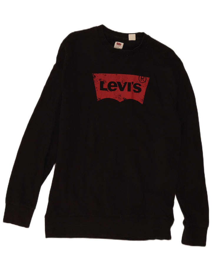 Levi's Pulover grafic pentru bărbați, bumbac mediu negru