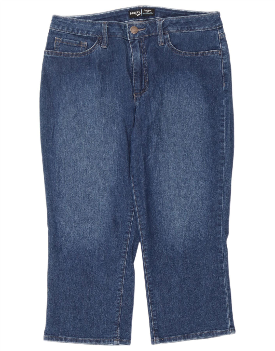 Blugi Capri pentru femei cu talie medie W32 L21 albastru