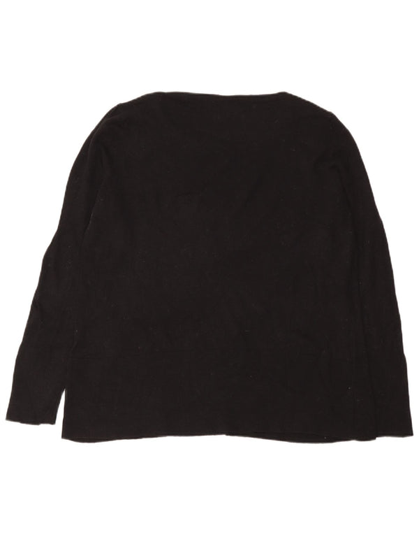 Pulover pentru femei Marks & Spencer, cu gât de barcă, mare, negru, bumbac