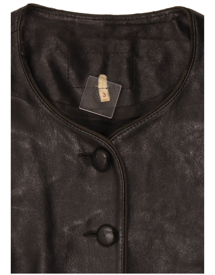 Jachetă de piele vintage pentru femei UK 12 Medium Black