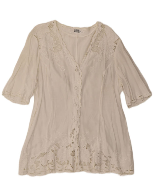 Bluză cămașă cu mânecă scurtă pentru femei Giorgio Kauten UK 14, mare, albă, florală