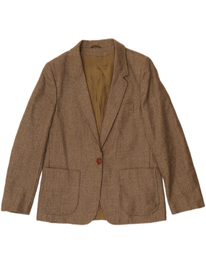 Blazer Vintage pentru femei cu 1 nasture, UK 14, mare, carouri, kaki