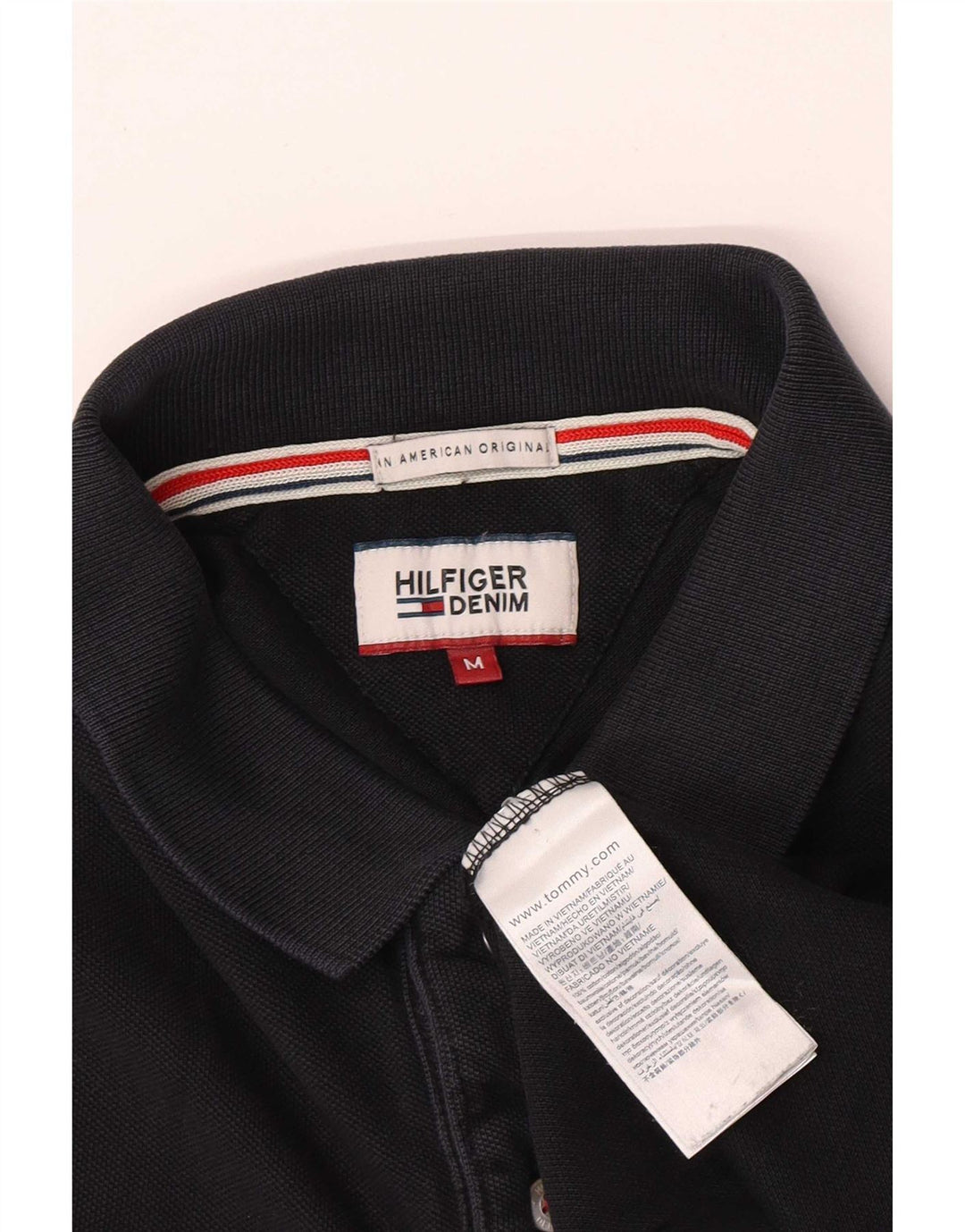 Tricou polo Tommy Hilfiger pentru bărbați, bumbac mediu negru