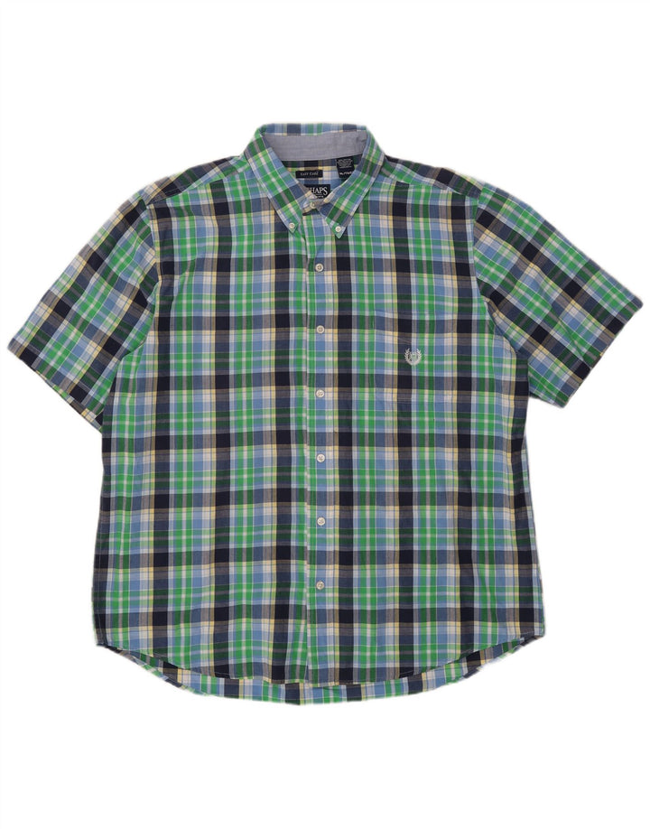 Cămașă cu mânecă scurtă pentru bărbați Chaps XL, bumbac cu carouri verde