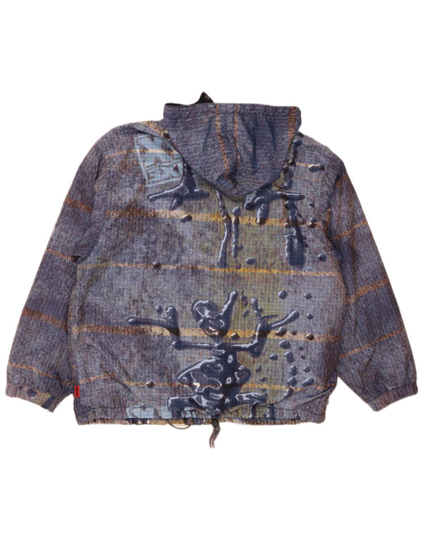 XS Exes Jachetă de vânt cu glugă pentru bărbați cu model abstract, UK 40, mare, albastru