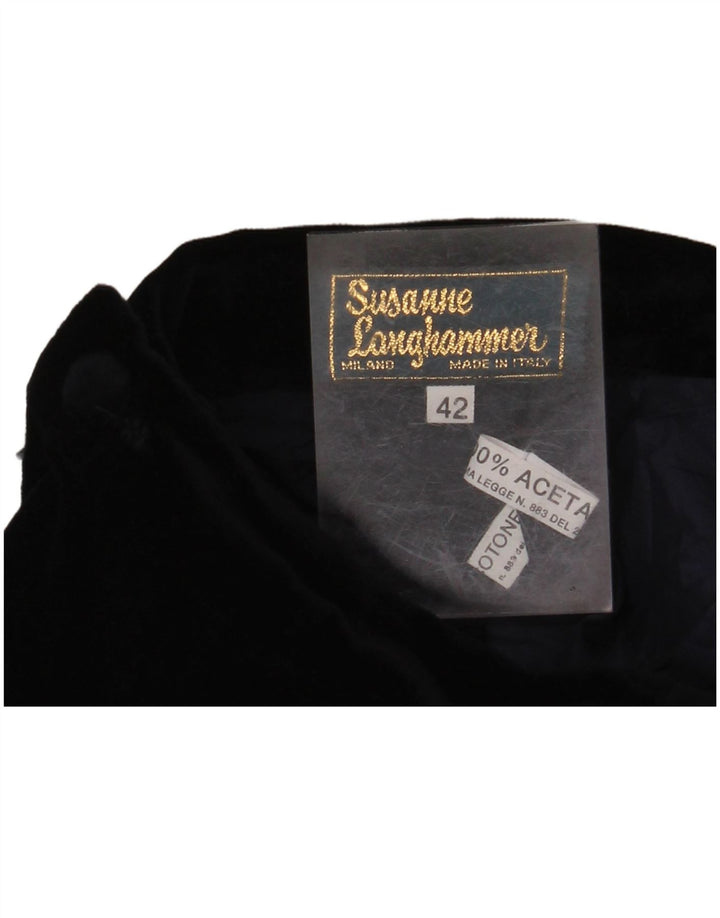 Fusta creion din catifea cu talie înaltă pentru femei VINTAGE IT 42 Medium W26 Bleumarin