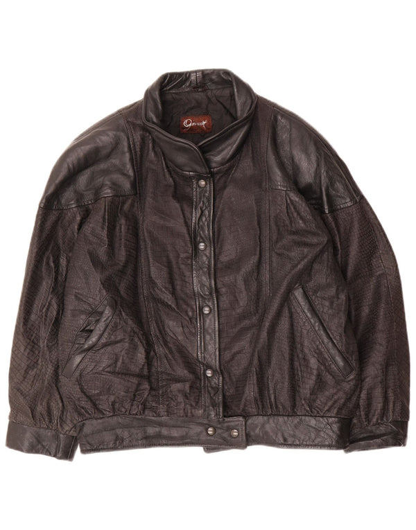 Geaca de piele vintage pentru femei IT 44 Medium Black Leather