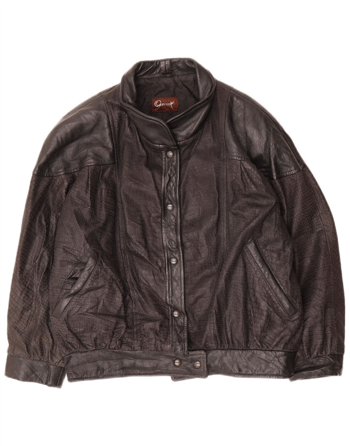 Geaca de piele vintage pentru femei IT 44 Medium Black Leather