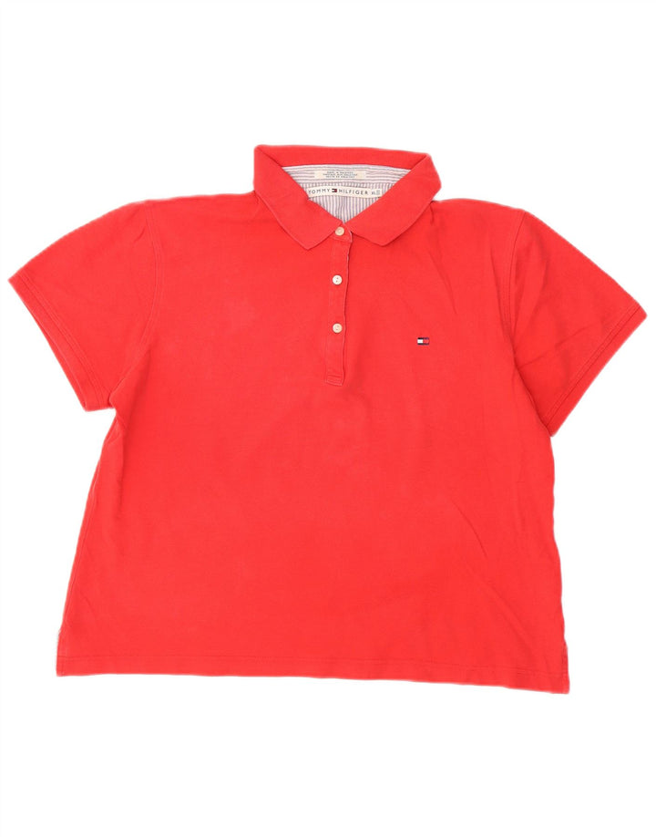 Tricou polo TOMMY HILFIGER pentru femei UK 18 XL bumbac roșu