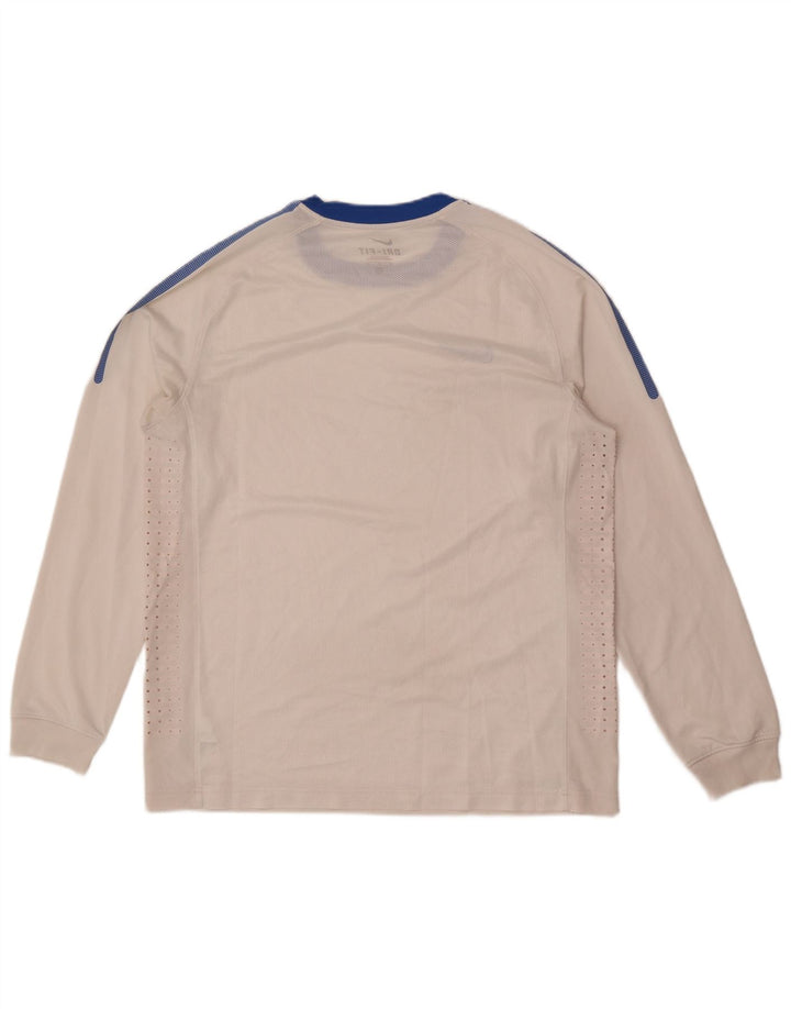 Nike Dri Fit Top cu mânecă lungă, mare, alb, din poliester