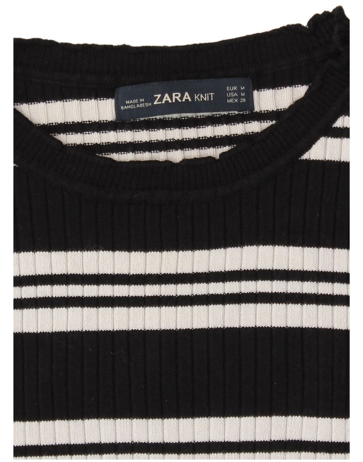 Crop Top pentru femei Zara cu mânecă lungă UK 12 Medium Black Dunge