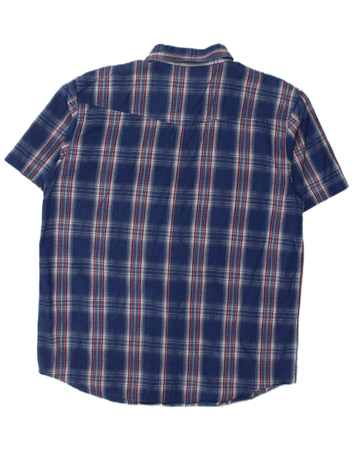 Cămașă pentru bărbați Wrangler cu mânecă scurtă XL, bumbac cu carouri albastre