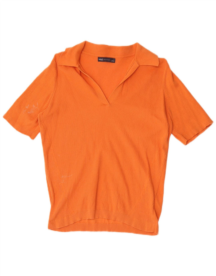 Tricou polo pentru femei Marks & Spencer UK 16 mare bumbac portocaliu