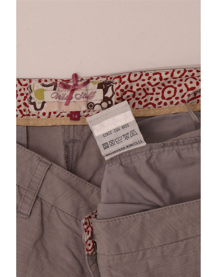 WHITE STUFF Pantaloni scurti chino pentru femei UK 14 Large W32 Grey Linen