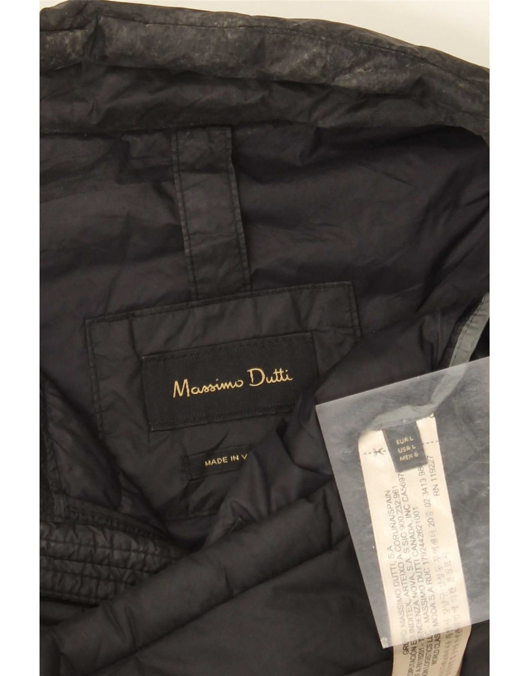 Jachetă căptușită pentru bărbați Massimo Dutti UK 40, mare, negru, nailon