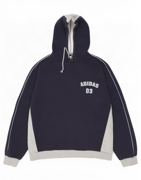 Pulover cu glugă cu grafic pentru bărbați Adidas, mare, albastru, bumbac color bloc