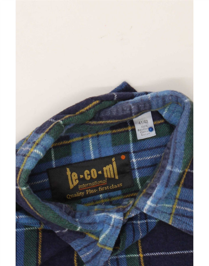 Cămașă de flanel pentru bărbați vintage, mărimea 41/42, bumbac cu carouri albastre mari