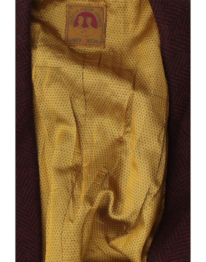 Jachetă vintage pentru bărbați cu 2 nasturi UK 42 XL Burgundy Herringbone