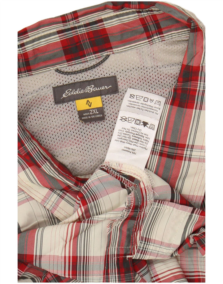 Cămașă cu mânecă scurtă pentru bărbați EDDIE BAUER 2XL poliester cu carouri roșii