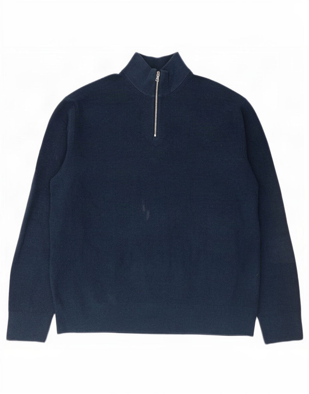 Pulover pentru bărbați Marks & Spencer, cu fermoar și gât, poliester bleumarin 3XL