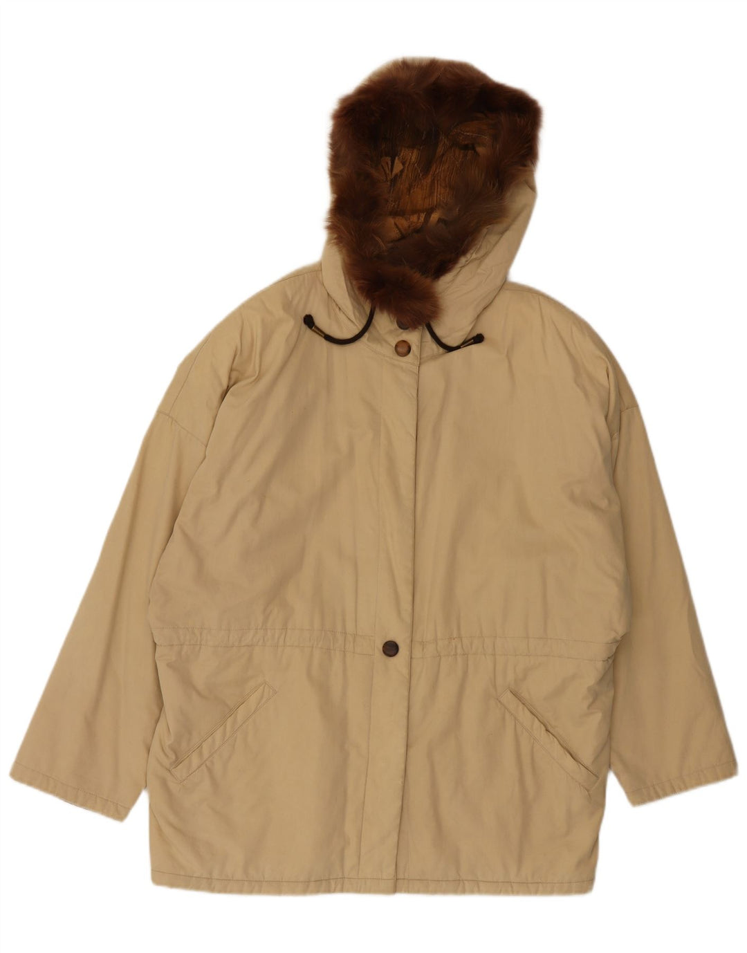 Jachetă parka cu glugă vintage pentru femei UK 20 2XL Bej