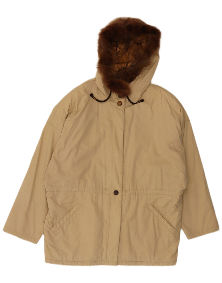 Jachetă parka cu glugă vintage pentru femei UK 20 2XL Bej