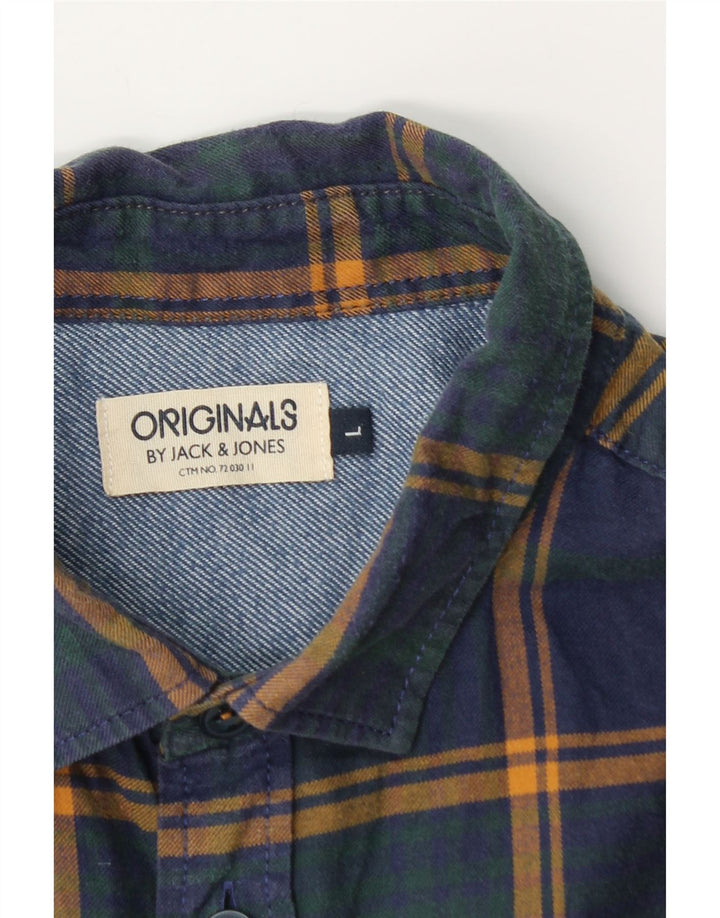 Cămașă de flanel pentru bărbați Jack & Jones, cu carouri mari bleumarin
