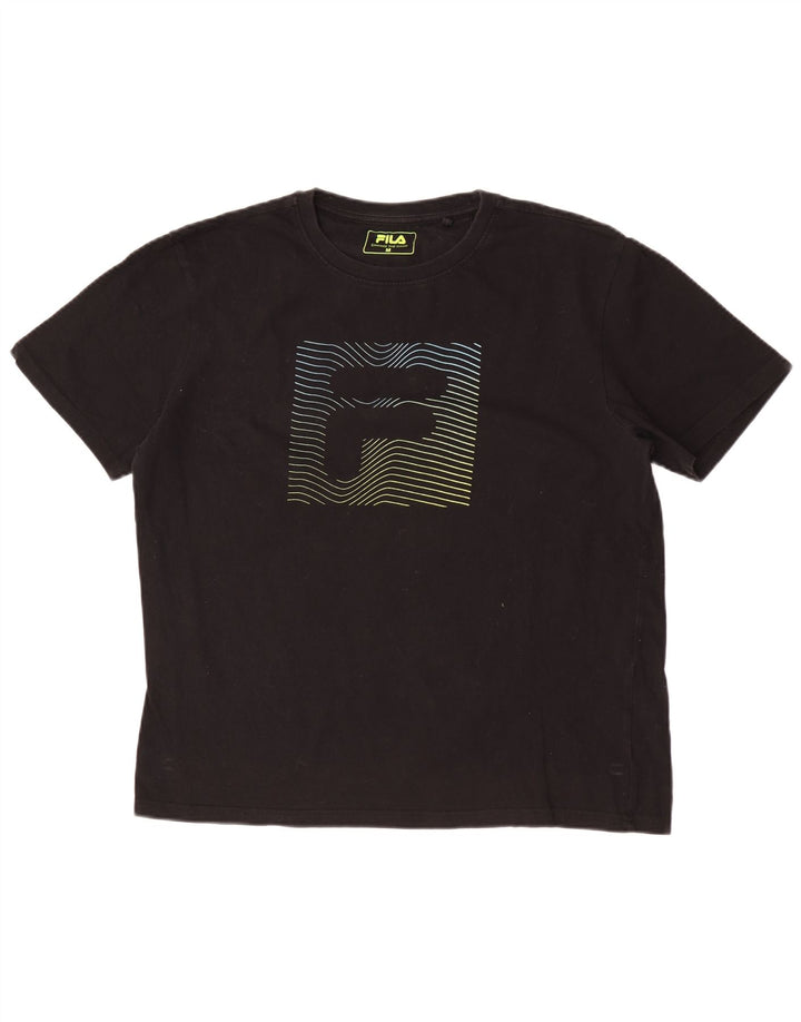Tricou grafic Fila pentru bărbați Top Medium Negru Bumbac