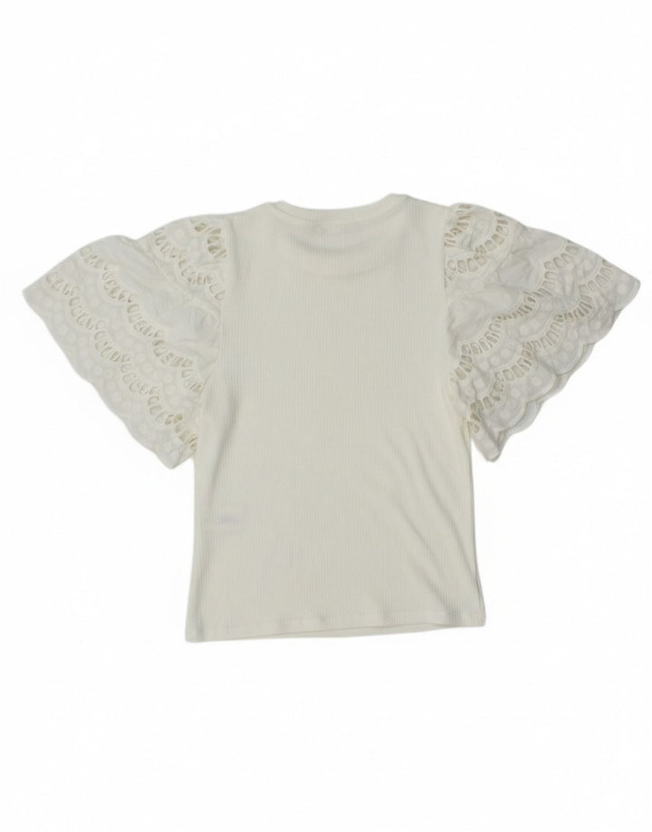 Bluză Zara pentru femei Crop Batwing Top UK 8 Small White Viscose