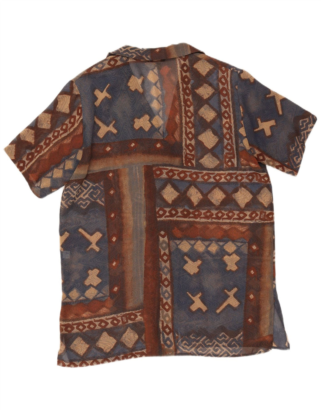 Bluză cămașă cu mânecă scurtă pentru femei PIERRE CARDIN IT 48 XL maro geometric