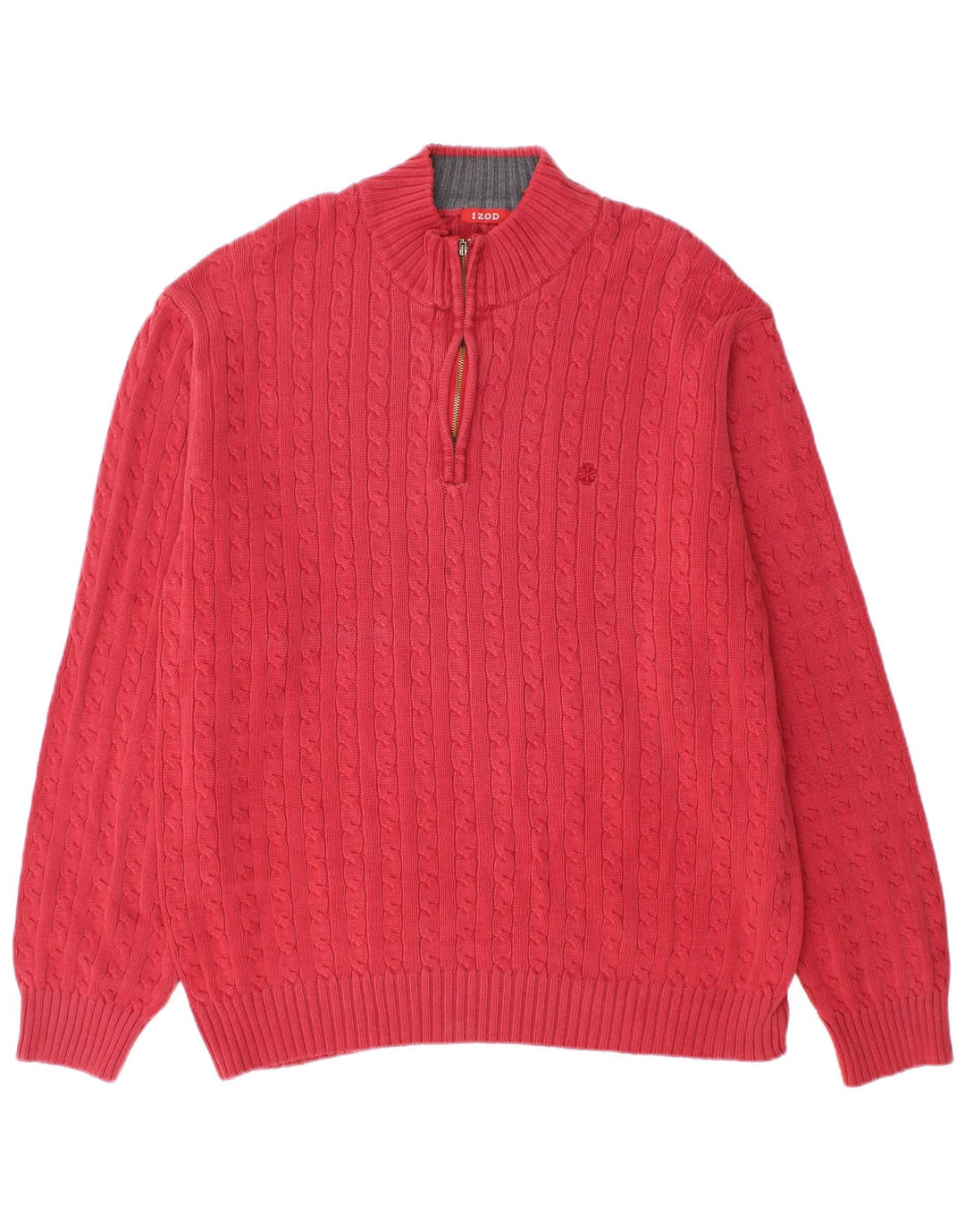 Pulover Izod pentru bărbați, cu fermoar și gât, XL, roșu