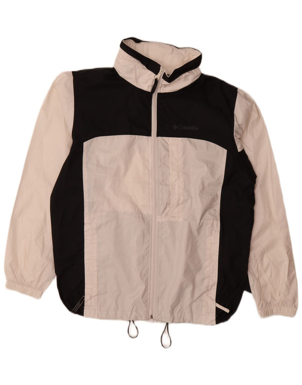 Columbia Mens Hooded Rain Jacket UK 38 Medium White Colourblock Polyester