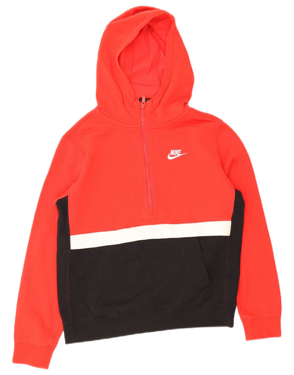 Pulover Nike pentru băieți, cu fermoar, cu glugă, 13-14 ani, XL, roșu