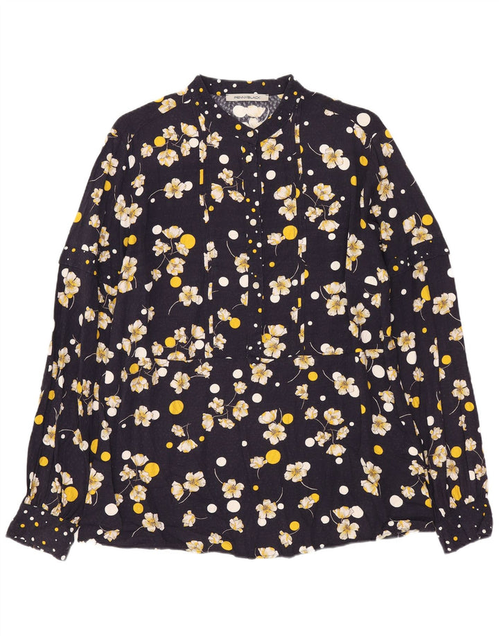 Cămașă pulover pentru femei Penny Black UK 16 mare, albastru marin, viscoză florală