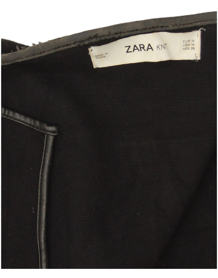 Pulover cardigan deschis pentru femeie Zara UK 14 Medium Negru