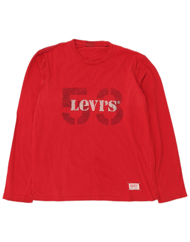 LEVI'S Top grafic pentru femei cu mânecă lungă UK 18 XL bumbac roșu