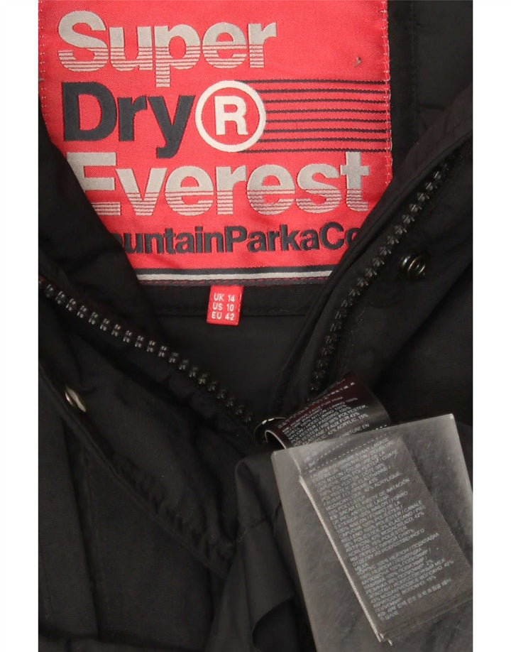Jachetă parka cu glugă Superdry pentru femei UK 14, mare, negru, nailon